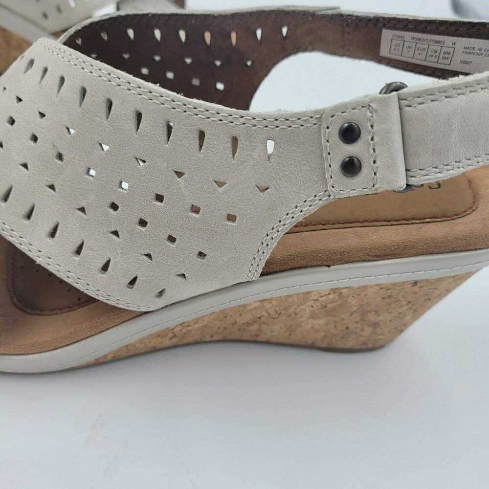 Cobb Hill Janna Slingback Wedge Sandal Shoe White Perforated Leather Siz… - Picture 5 of 10